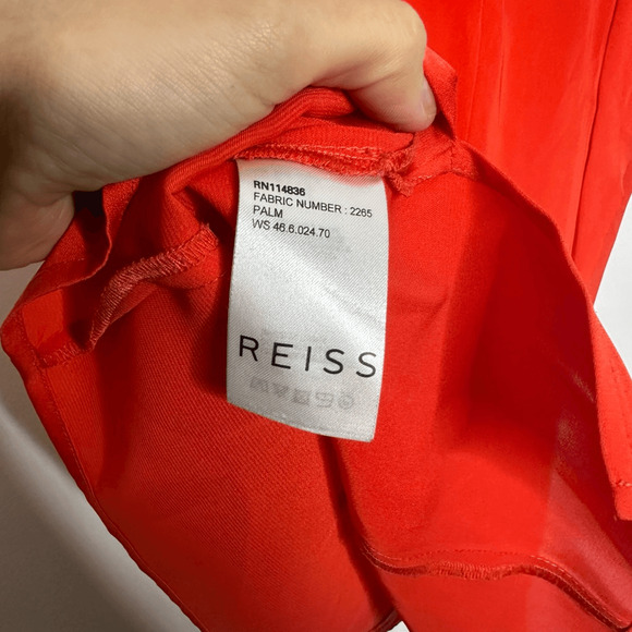 REISS Sleeveless Ruffle Blouse Orange shell career classic womens US 6 - Picture 5 of 6